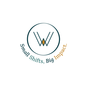 A logo with the words "Small Shifts, Big Impact" surrounding a stylized "W" symbol.